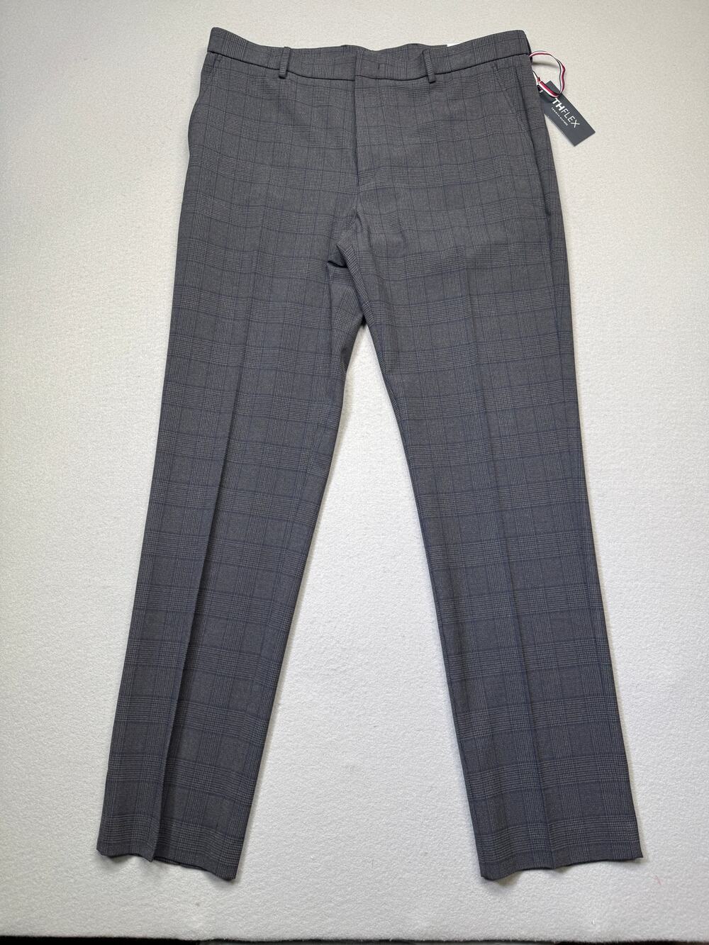 Tommy Hilfiger Men's Modern-Fit plaid  Dress Pants charcole/grey 38x34 $95